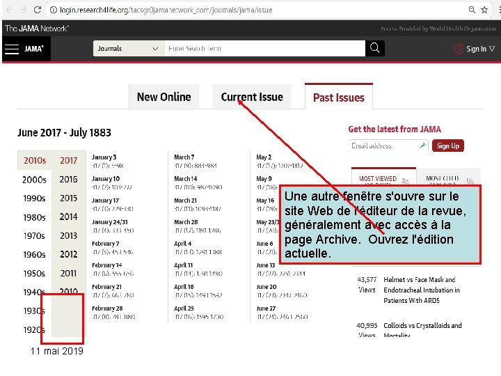 Une autre fenêtre s'ouvre sur le site Web de l'éditeur de la revue, généralement