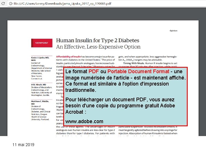 Le format PDF ou Portable Document Format - une image numérisée de l'article -