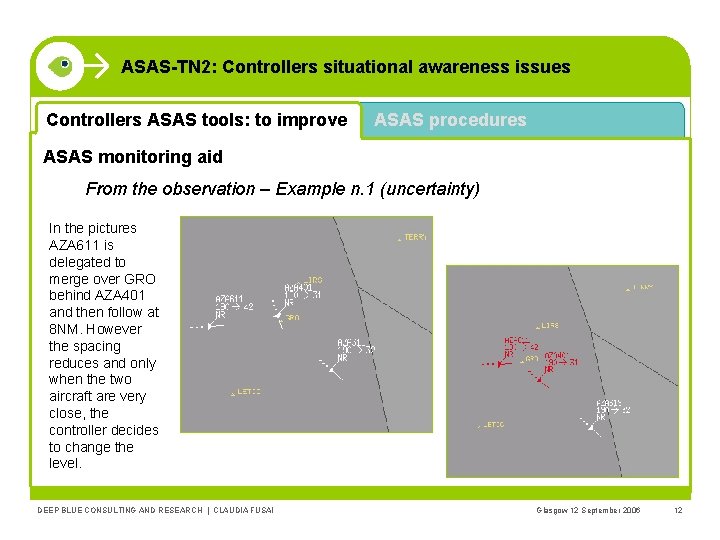ASAS-TN 2: Controllers situational awareness issues Controllers ASAS tools: to improve ASAS procedures ASAS