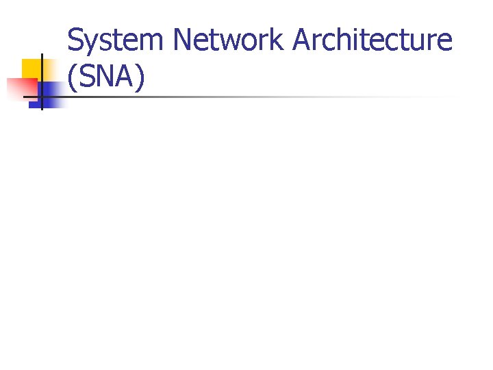 System Network Architecture (SNA) 