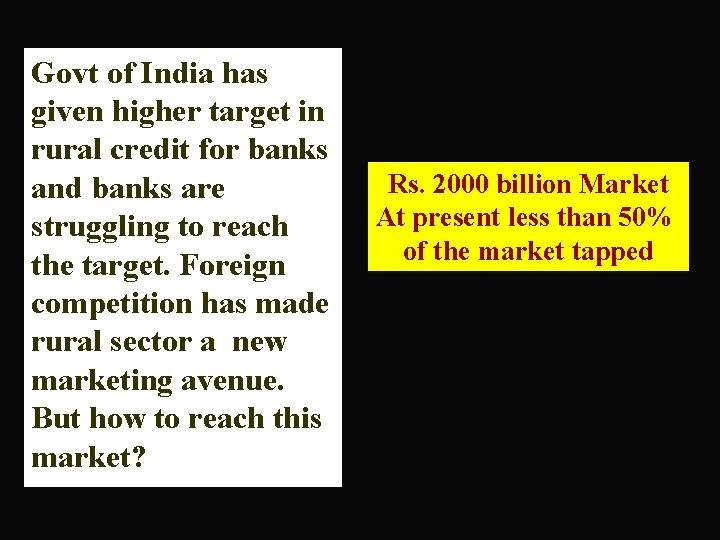 Govt of India has given higher target in rural credit for banks and banks