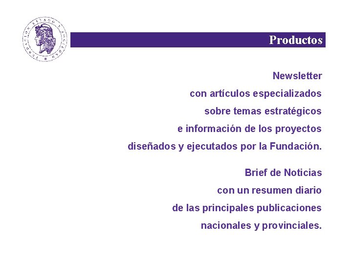 Productos Newsletter con artículos especializados sobre temas estratégicos e información de los proyectos diseñados
