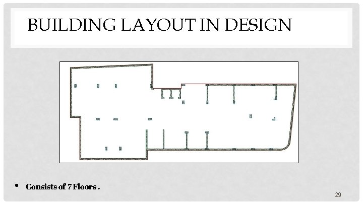 BUILDING LAYOUT IN DESIGN • Consists of 7 Floors. 29 