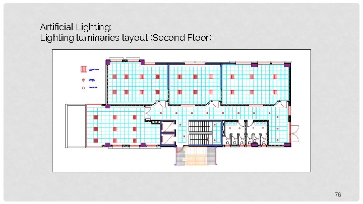 Artificial Lighting: Lighting luminaries layout (Second Floor): 76 