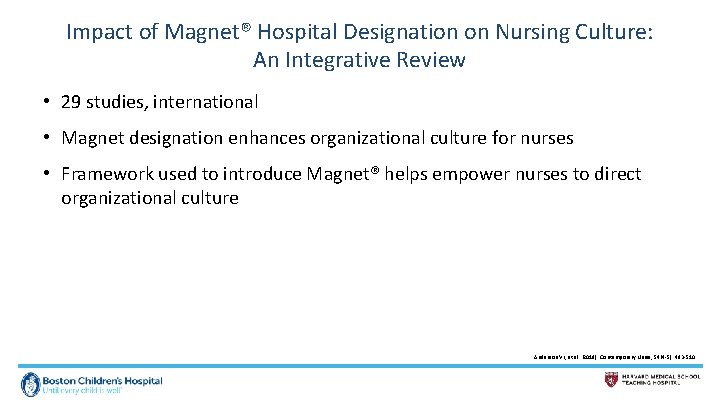 Impact of Magnet® Hospital Designation on Nursing Culture: An Integrative Review • 29 studies,