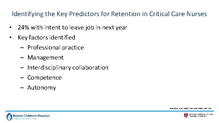 Identifying the Key Predictors for Retention in Critical Care Nurses • 24% with intent