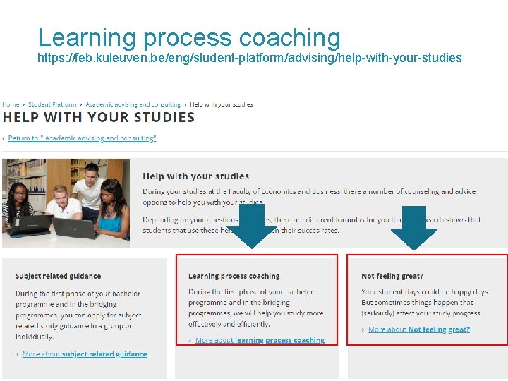 Learning process coaching https: //feb. kuleuven. be/eng/student-platform/advising/help-with-your-studies 52 