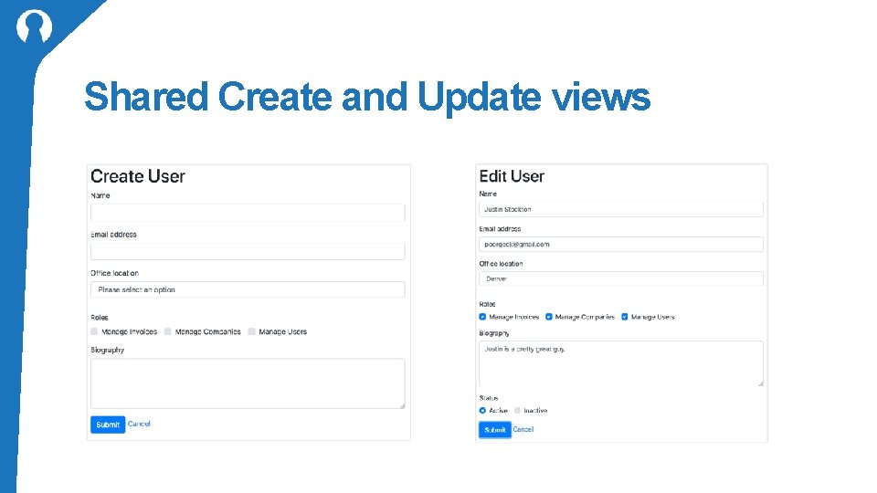 Shared Create and Update views 