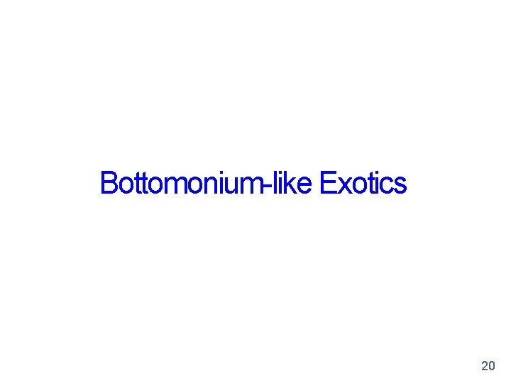 Bottomonium-like Exotics 20 