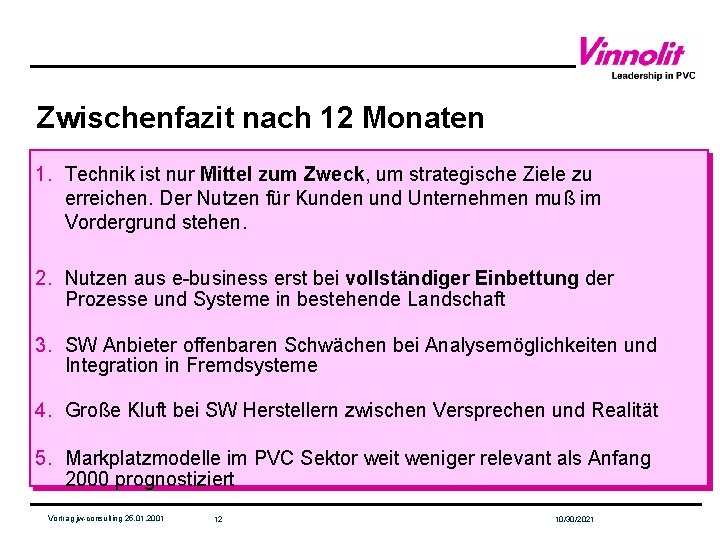 Zwischenfazit nach 12 Monaten 1. Technik ist nur Mittel zum Zweck, um strategische Ziele