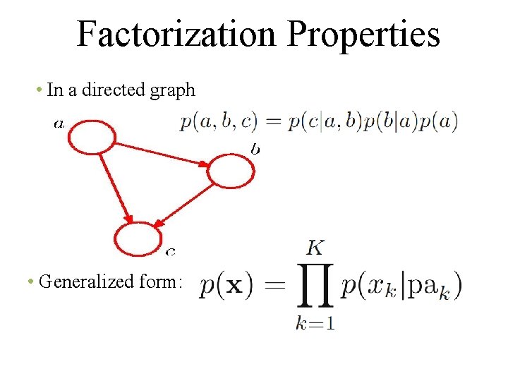 Factorization Properties • In a directed graph • Generalized form: 