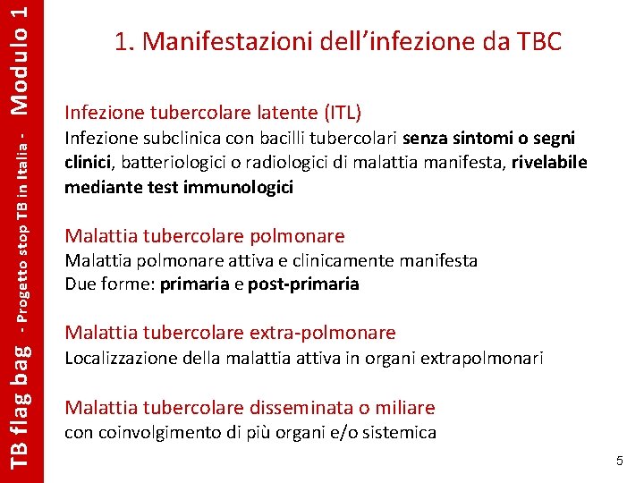 Modulo 1 - Progetto stop TB in Italia - TB flag bag 1. Manifestazioni