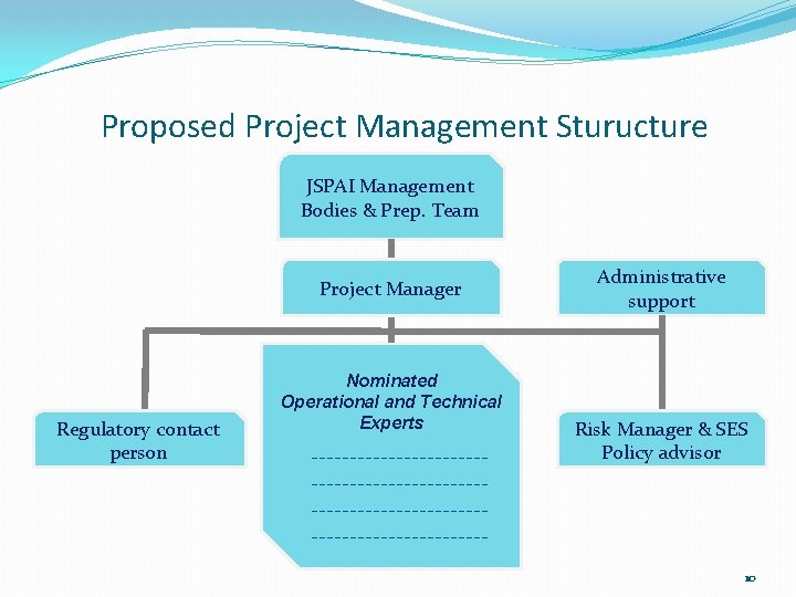 Proposed Project Management Sturucture JSPAI Management Bodies & Prep. Team Project Manager Regulatory contact
