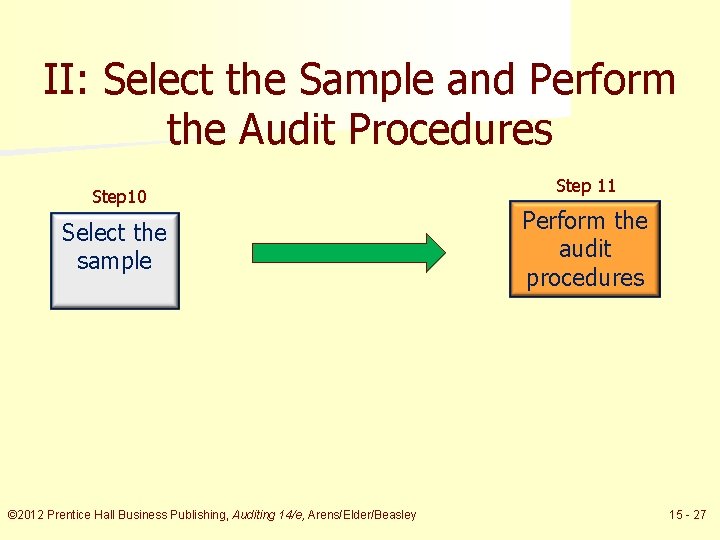 II: Select the Sample and Perform the Audit Procedures Step 10 Select the sample