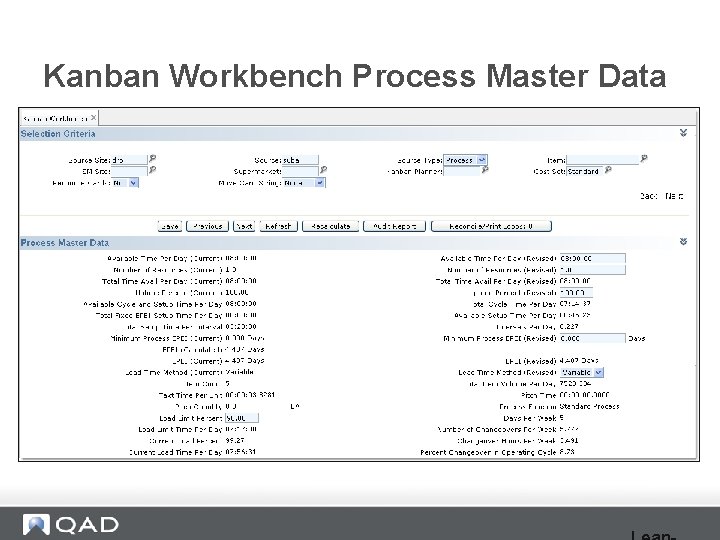 Kanban Workbench Process Master Data 