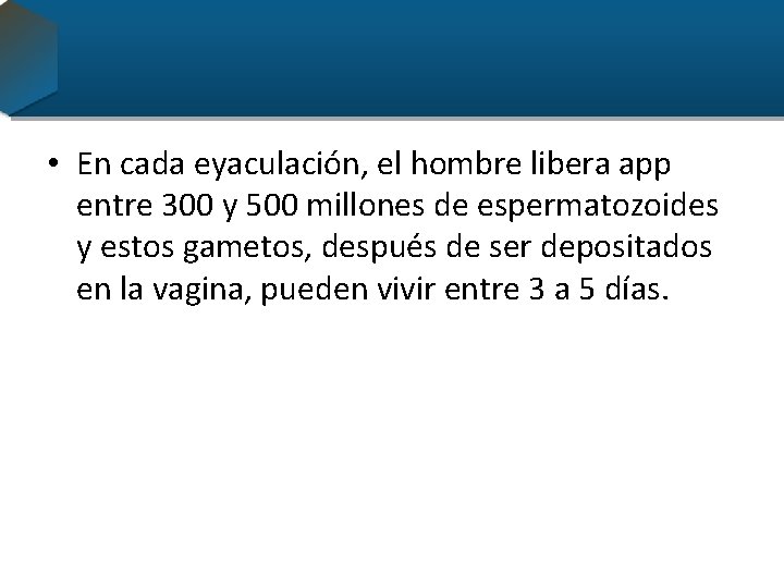  • En cada eyaculación, el hombre libera app entre 300 y 500 millones