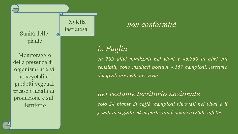 Sanità delle piante Monitoraggio della presenza di organismi nocivi ai vegetali e prodotti vegetali