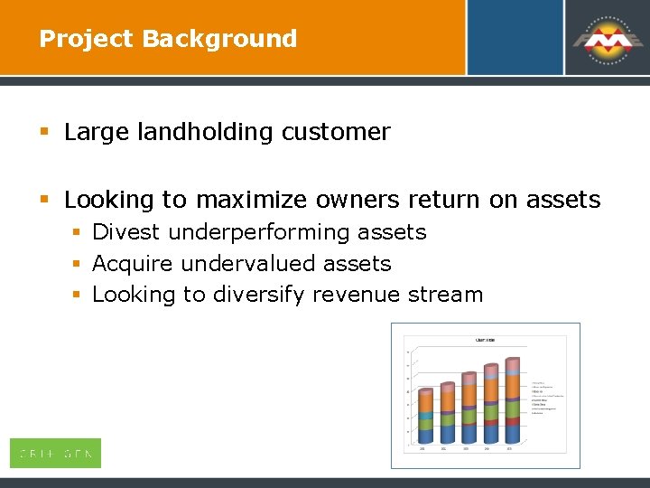 Project Background § Large landholding customer § Looking to maximize owners return on assets