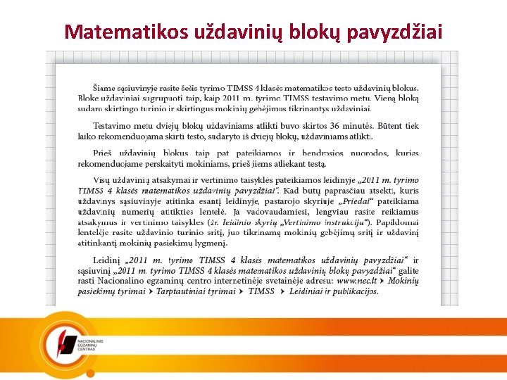 Matematikos uždavinių blokų pavyzdžiai 