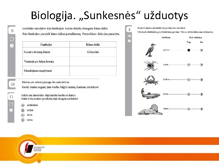 Biologija. „Sunkesnės“ užduotys 