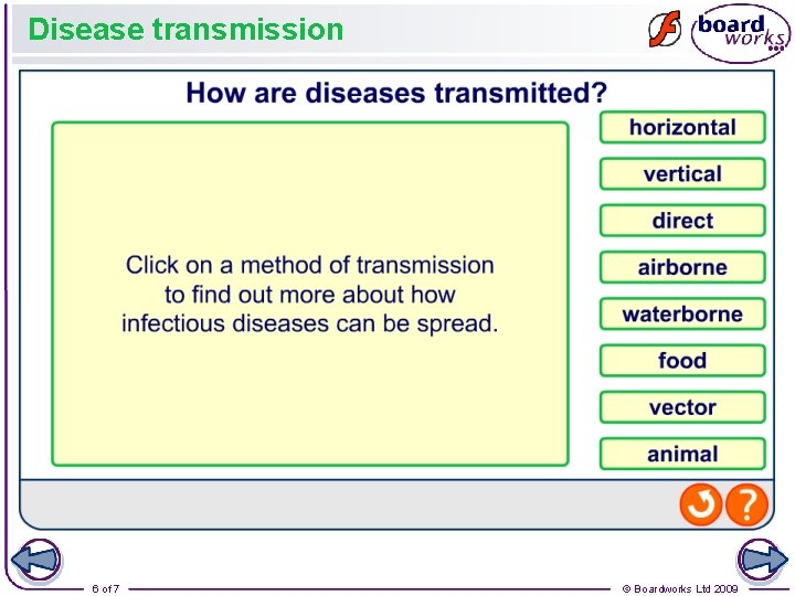 Disease transmission 6 of 7 © Boardworks Ltd 2009 