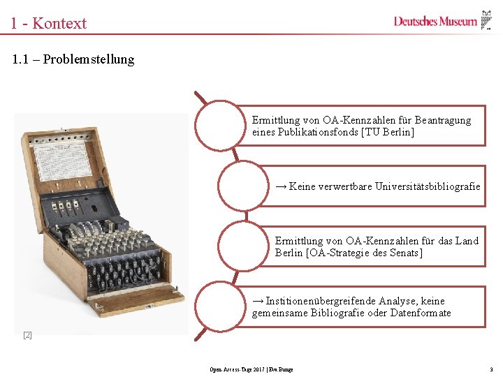 1 - Kontext 1. 1 – Problemstellung Ermittlung von OA-Kennzahlen für Beantragung eines Publikationsfonds