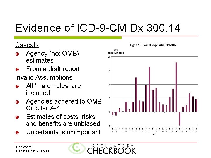 Evidence of ICD-9 -CM Dx 300. 14 Caveats Agency (not OMB) estimates From a