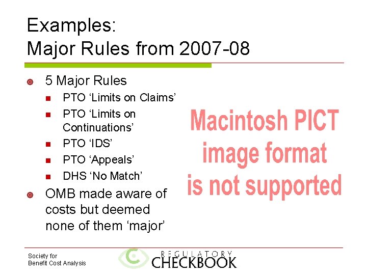 Examples: Major Rules from 2007 -08 5 Major Rules n n n PTO ‘Limits