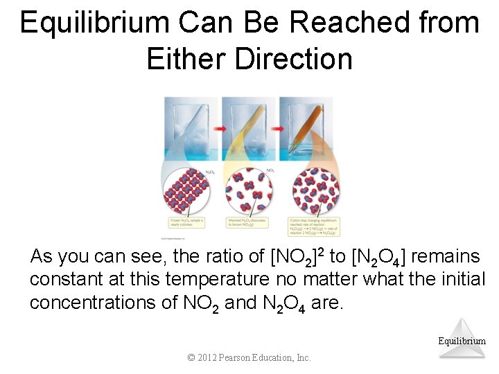Equilibrium Can Be Reached from Either Direction As you can see, the ratio of