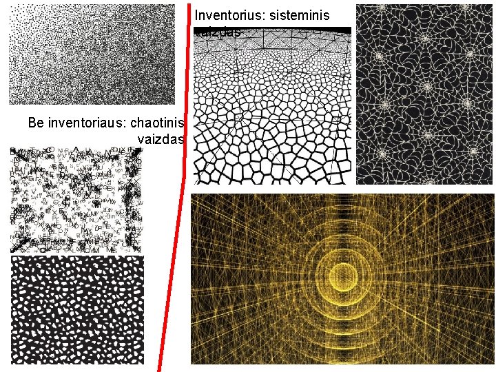 Inventorius: sisteminis vaizdas Be inventoriaus: chaotinis vaizdas 