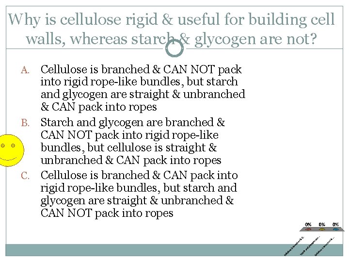 Why is cellulose rigid & useful for building cell walls, whereas starch & glycogen
