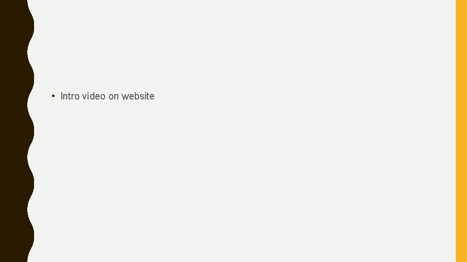  • Intro video on website 