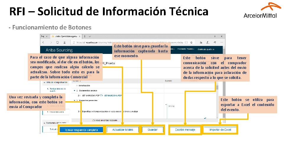 RFI – Solicitud de Información Técnica - Funcionamiento de Botones Para el caso de