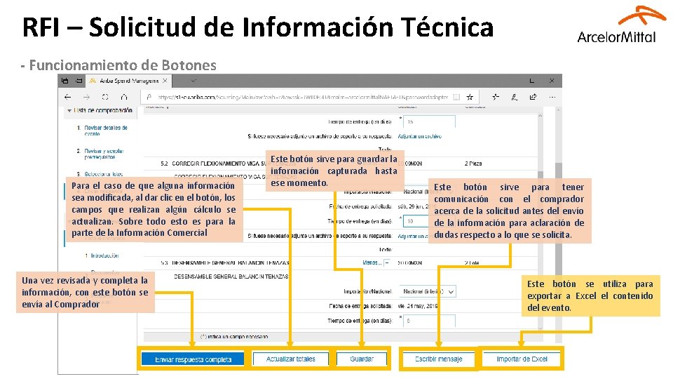 RFI – Solicitud de Información Técnica - Funcionamiento de Botones Para el caso de