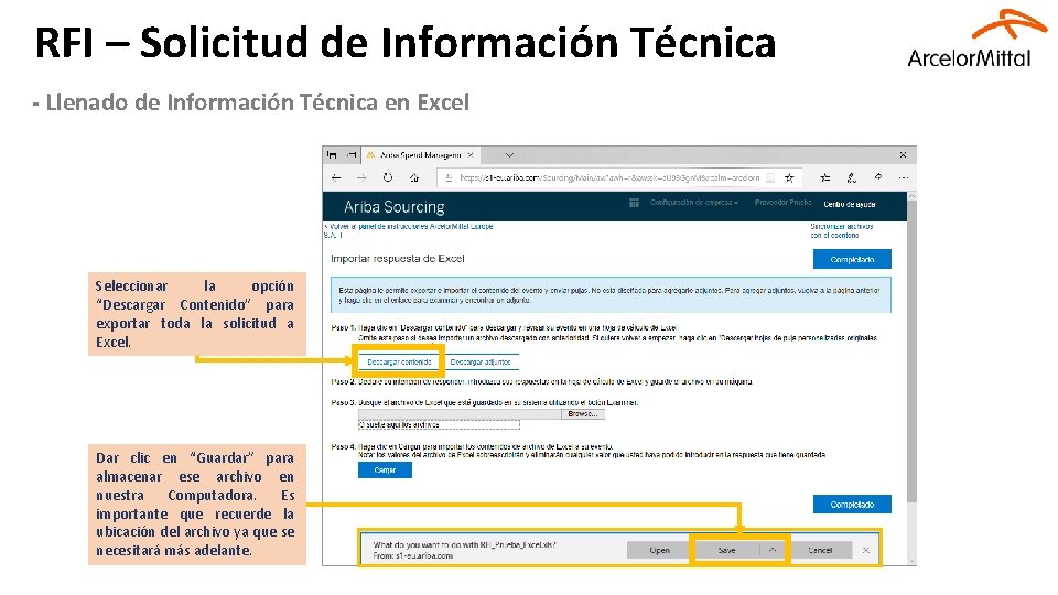 RFI – Solicitud de Información Técnica - Llenado de Información Técnica en Excel Seleccionar