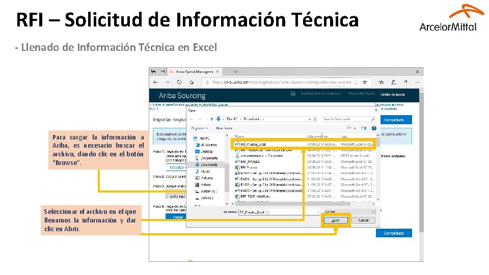 RFI – Solicitud de Información Técnica - Llenado de Información Técnica en Excel Para