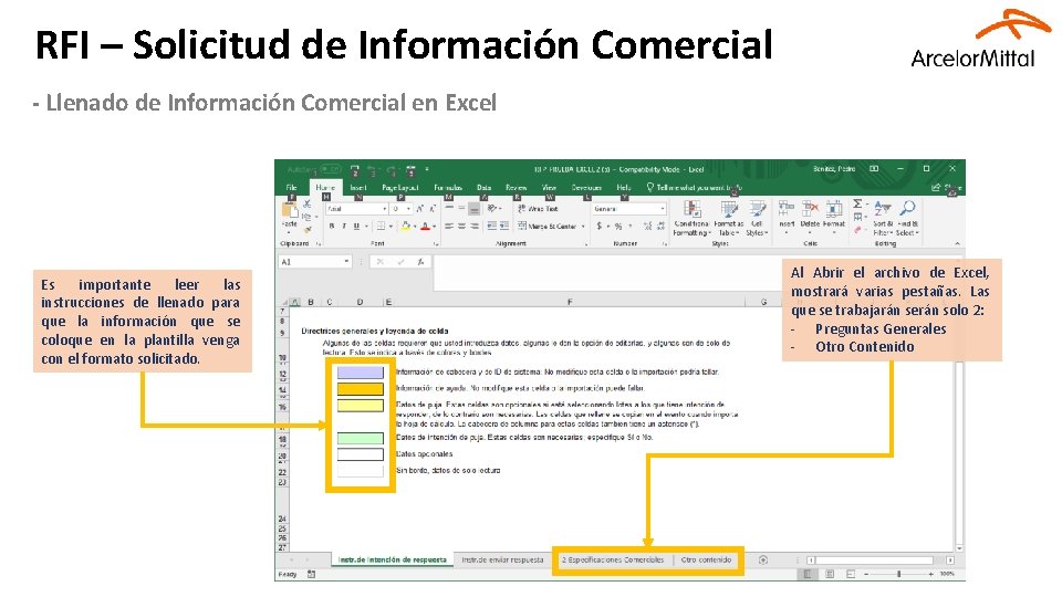 RFI – Solicitud de Información Comercial - Llenado de Información Comercial en Excel Es