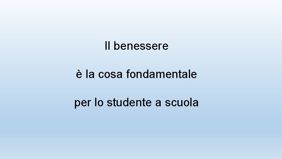 Il benessere è la cosa fondamentale per lo studente a scuola 