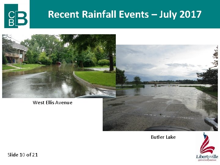 Recent Rainfall Events – July 2017 West Ellis Avenue Butler Lake Slide 10 of