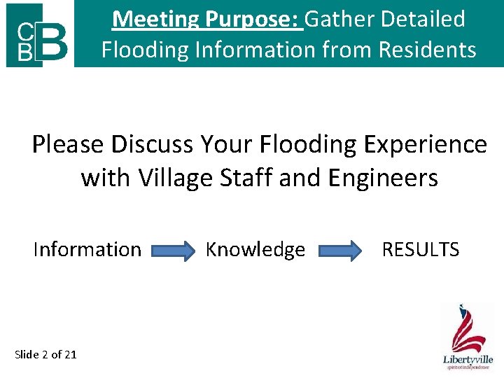 Meeting Purpose: Gather Detailed Flooding Information from Residents Please Discuss Your Flooding Experience with