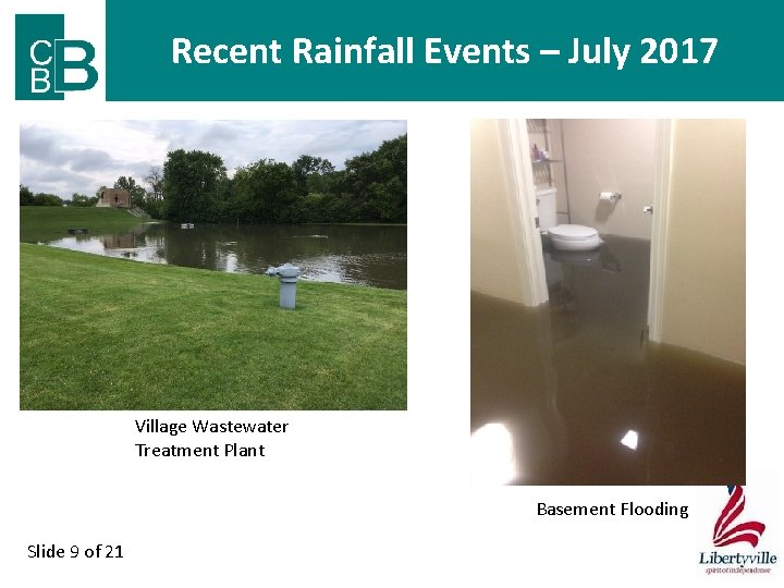 Recent Rainfall Events – July 2017 Village Wastewater Treatment Plant Basement Flooding Slide 9