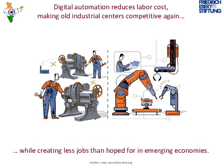 Digital automation reduces labor cost, making old industrial centers competitive again… … while creating
