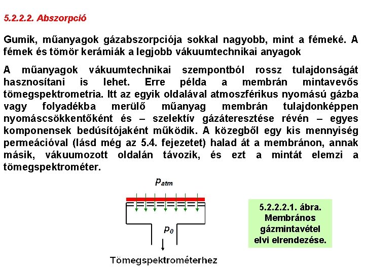 5. 2. 2. 2. Abszorpció Gumik, műanyagok gázabszorpciója sokkal nagyobb, mint a fémeké. A