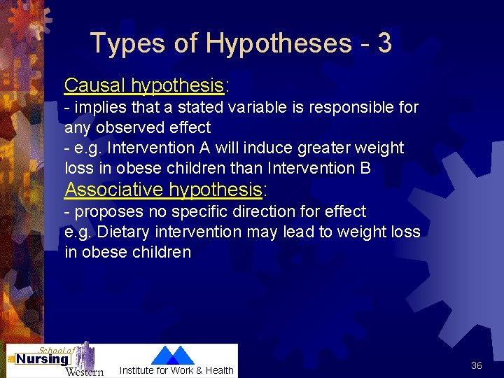 Types of Hypotheses - 3 Causal hypothesis: - implies that a stated variable is