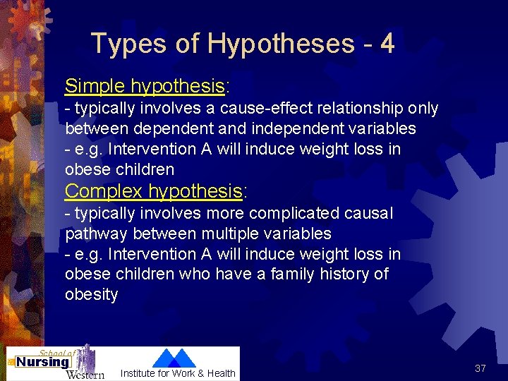 Types of Hypotheses - 4 Simple hypothesis: - typically involves a cause-effect relationship only