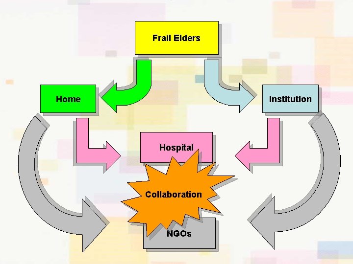 Frail Elders Home Institution Hospital Collaboration NGOs 