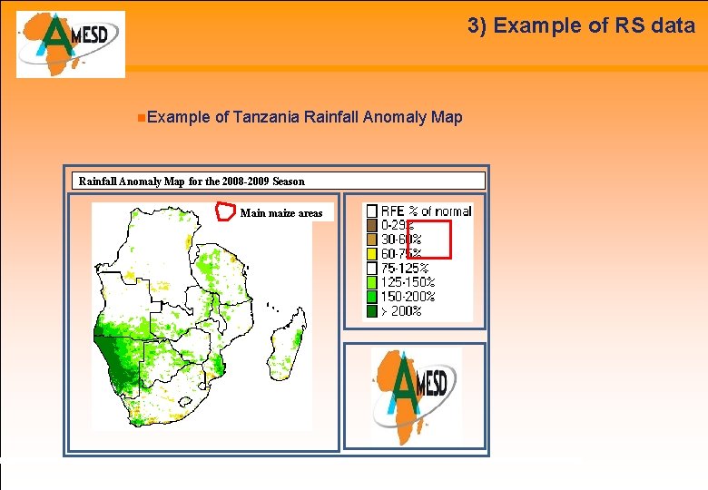3) Example of RS data Example of Tanzania Rainfall Anomaly Map for the 2008