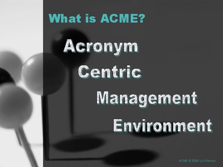 What is ACME? ACME © 2008 Lori Berhon 