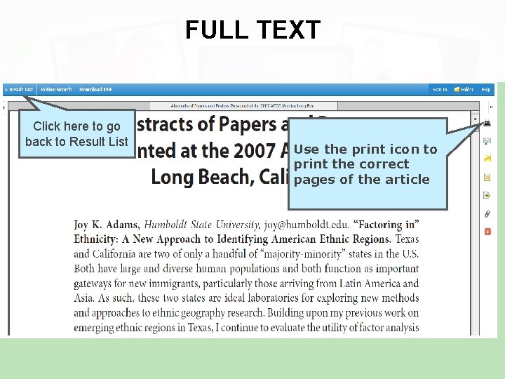 FULL TEXT Click here to go back to Result List Use the print icon