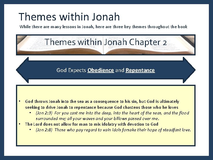 Themes within Jonah While there are many lessons in Jonah, here are three key Themes within Jonah While there are many lessons in Jonah, here are three key